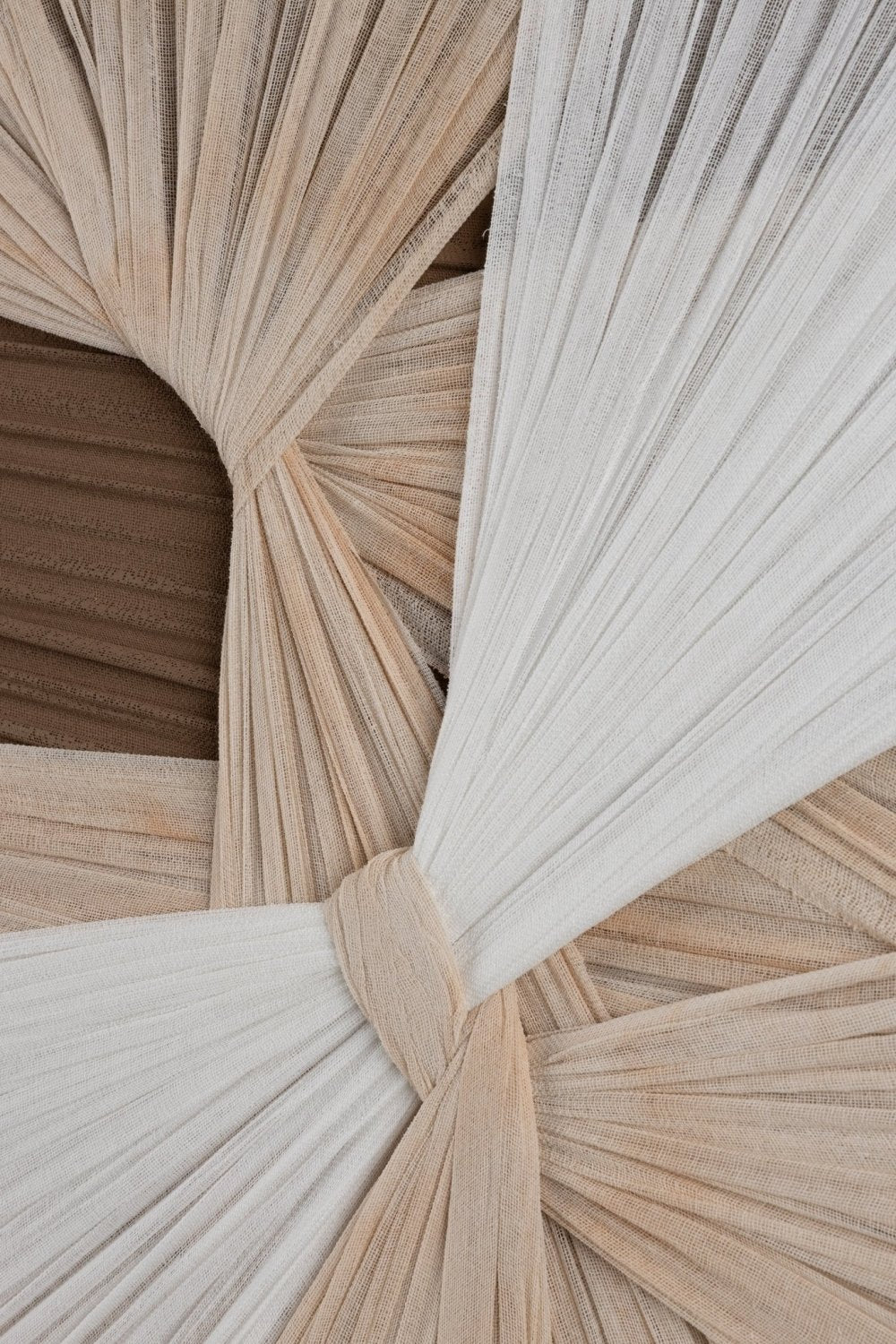 Intreccio woven fabric wall art, hand-stretched in a fan