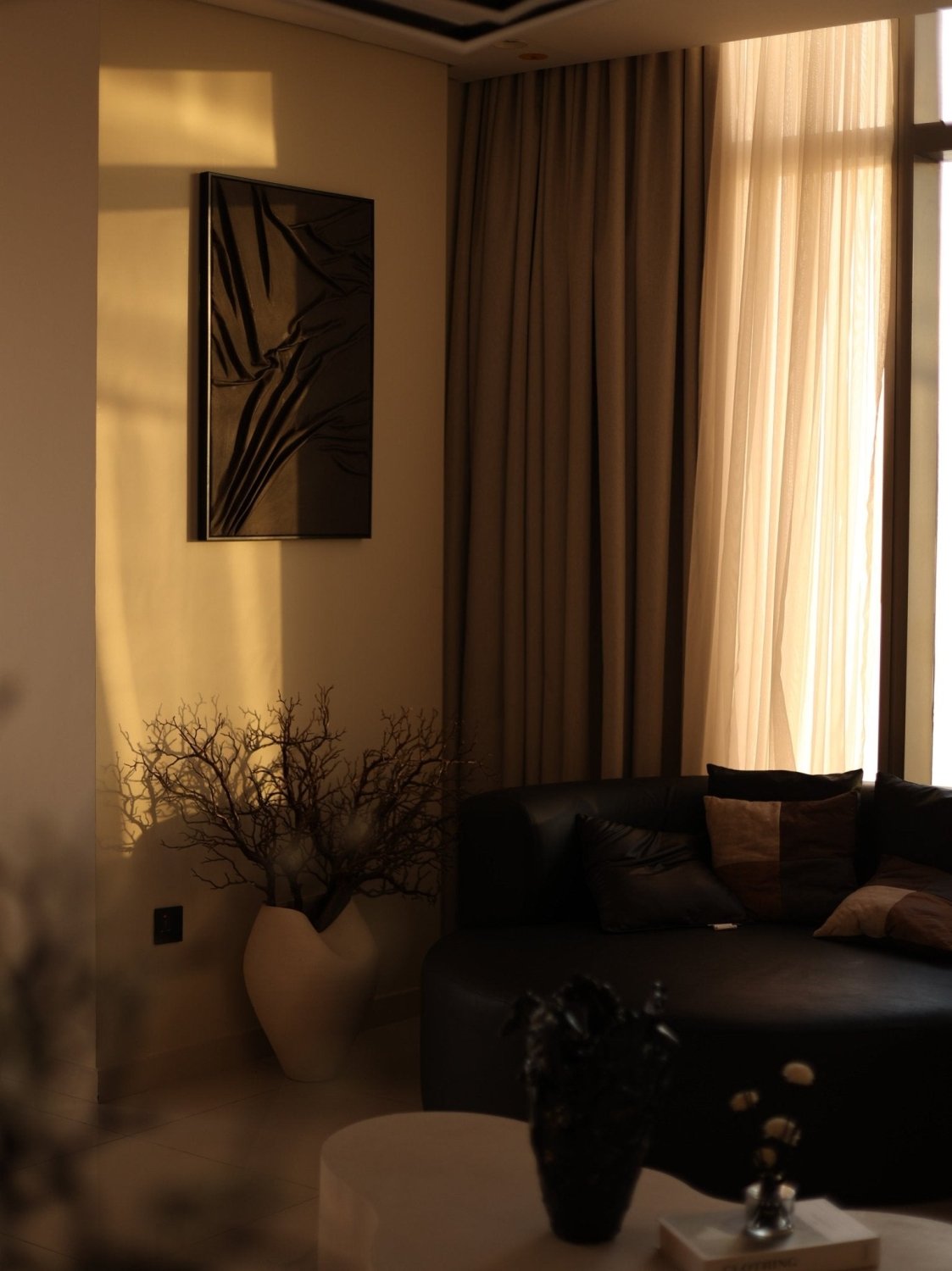 Pellea Bruna sculpted leather wall art in rich brown tones